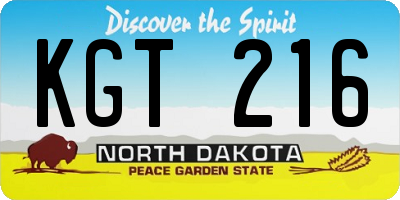 ND license plate KGT216