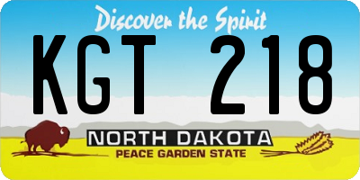 ND license plate KGT218