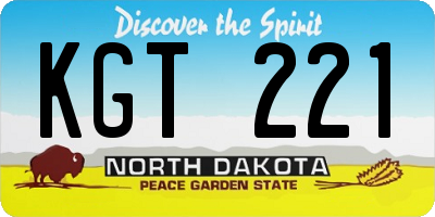 ND license plate KGT221
