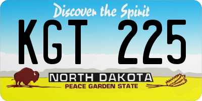 ND license plate KGT225