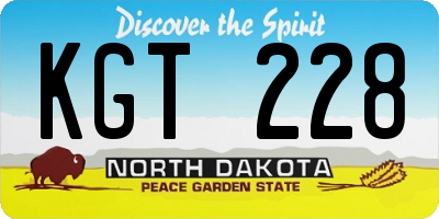 ND license plate KGT228