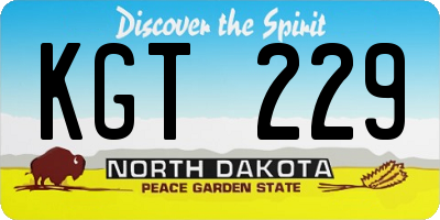 ND license plate KGT229