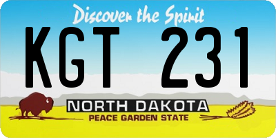 ND license plate KGT231