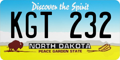 ND license plate KGT232