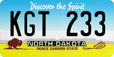 ND license plate KGT233