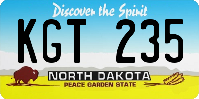 ND license plate KGT235