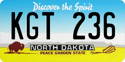 ND license plate KGT236