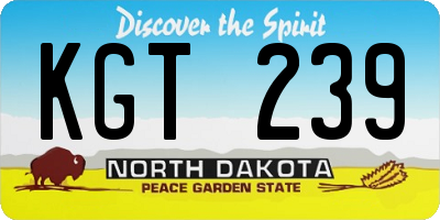 ND license plate KGT239