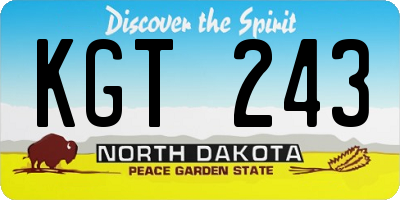 ND license plate KGT243