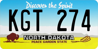 ND license plate KGT274