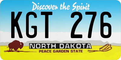 ND license plate KGT276