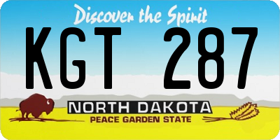 ND license plate KGT287