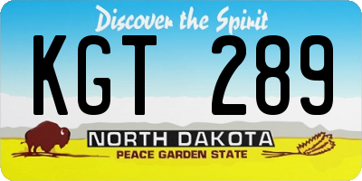 ND license plate KGT289