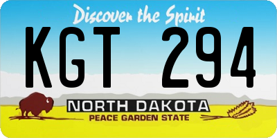 ND license plate KGT294