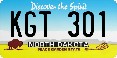 ND license plate KGT301