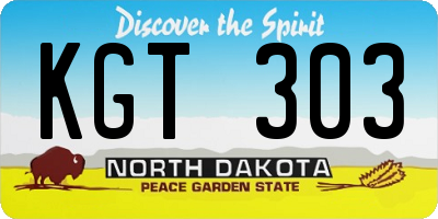 ND license plate KGT303