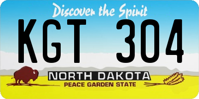 ND license plate KGT304