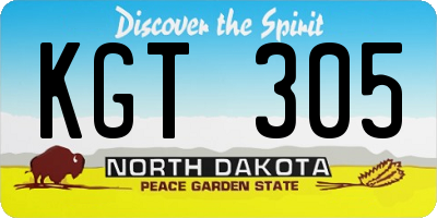 ND license plate KGT305