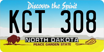 ND license plate KGT308