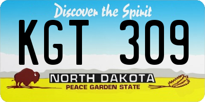 ND license plate KGT309