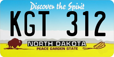 ND license plate KGT312