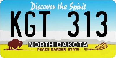 ND license plate KGT313