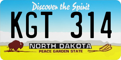 ND license plate KGT314