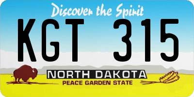 ND license plate KGT315