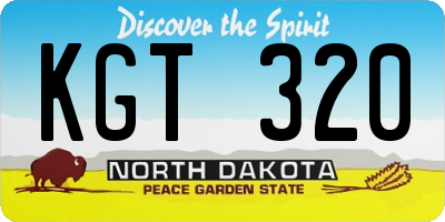 ND license plate KGT320
