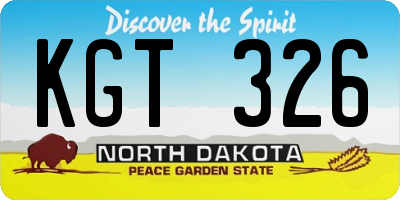 ND license plate KGT326