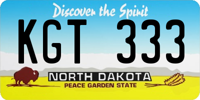 ND license plate KGT333