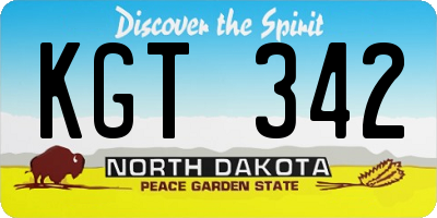ND license plate KGT342