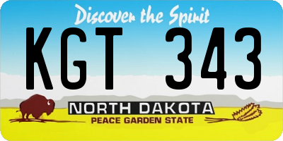 ND license plate KGT343