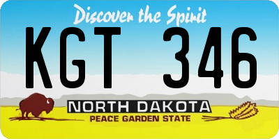 ND license plate KGT346