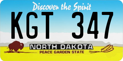 ND license plate KGT347