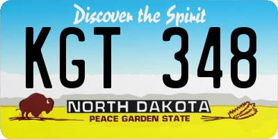 ND license plate KGT348