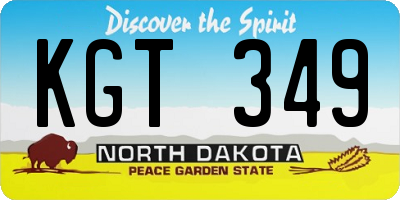 ND license plate KGT349