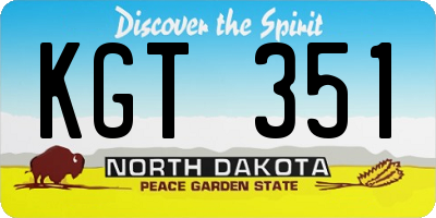 ND license plate KGT351