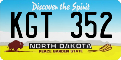 ND license plate KGT352