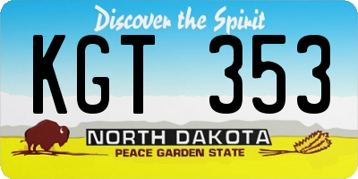 ND license plate KGT353