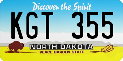 ND license plate KGT355