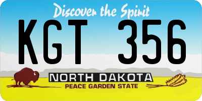 ND license plate KGT356