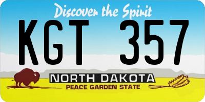 ND license plate KGT357