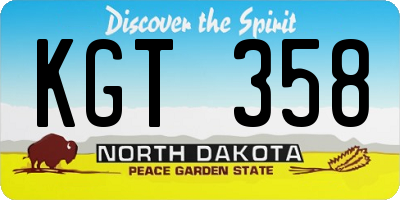 ND license plate KGT358