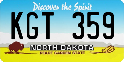 ND license plate KGT359