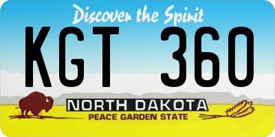ND license plate KGT360