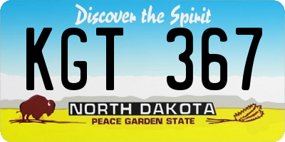 ND license plate KGT367
