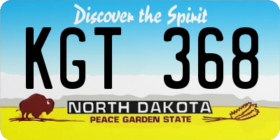 ND license plate KGT368