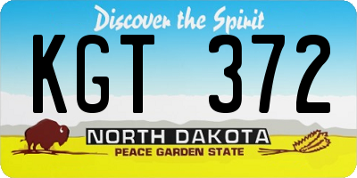 ND license plate KGT372