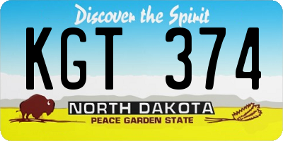 ND license plate KGT374